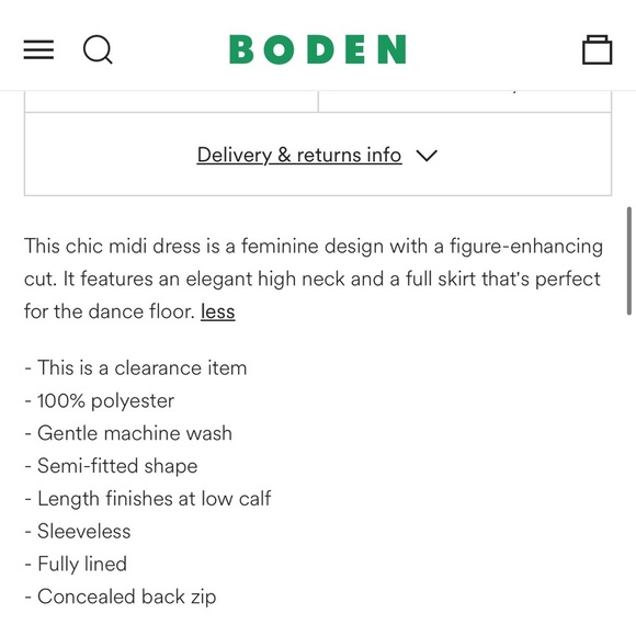 Boden Clarissa Midi Length Sleeveless Dress Size 12P - Picture 15 of 15